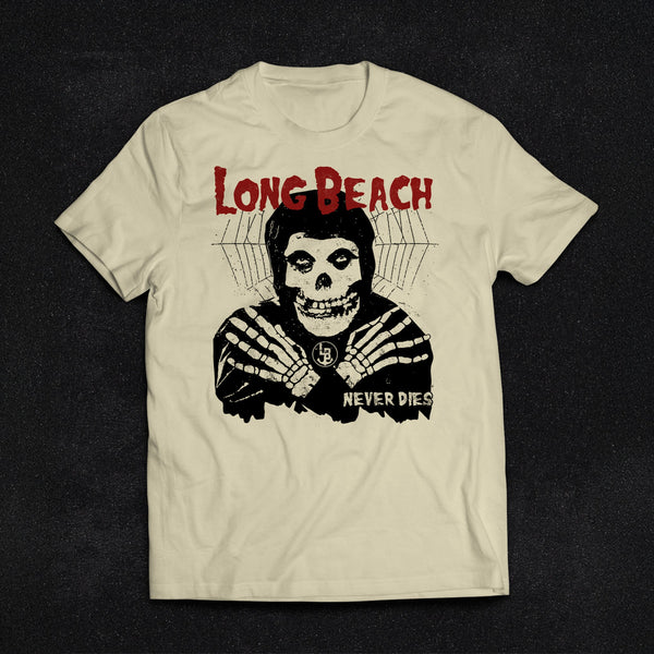 Long Beach Never Dies Vintage White Shirt (Print Error Non Glow in the Dark)